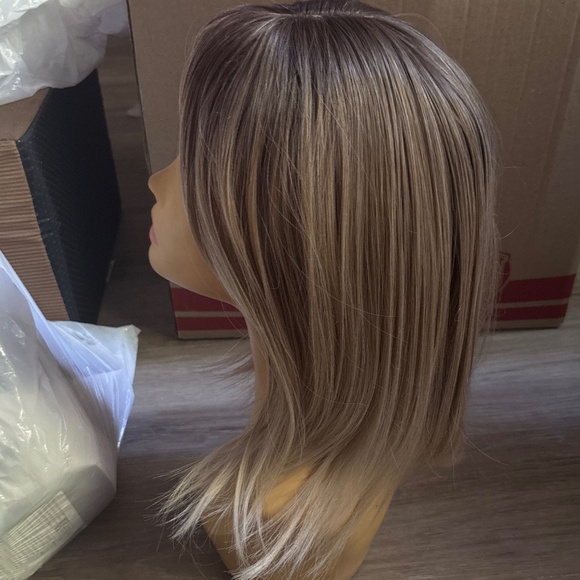 12” Brown Blonde Highlights Hair Topper - Picture 2 of 6
